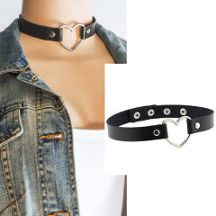 Choker din piele Heart
